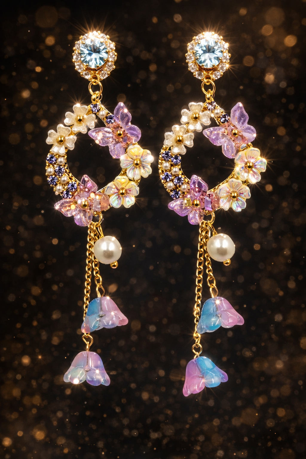 Lilac Garden Pearl Drop Earrings