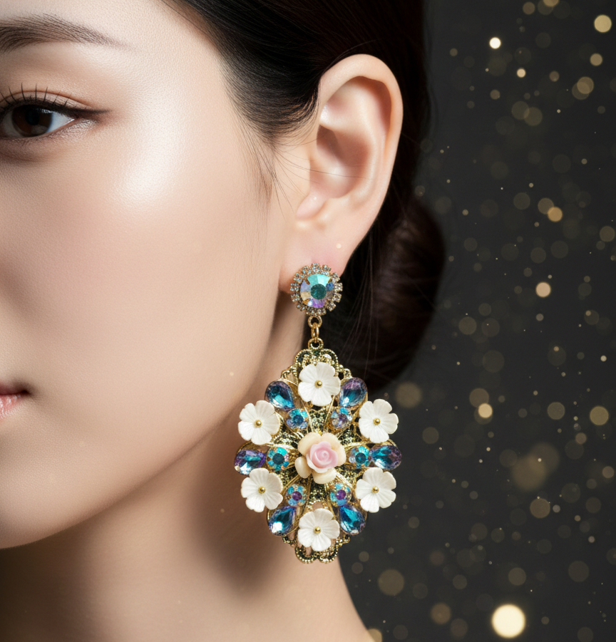Celestial Blossom Couture Drop Earrings