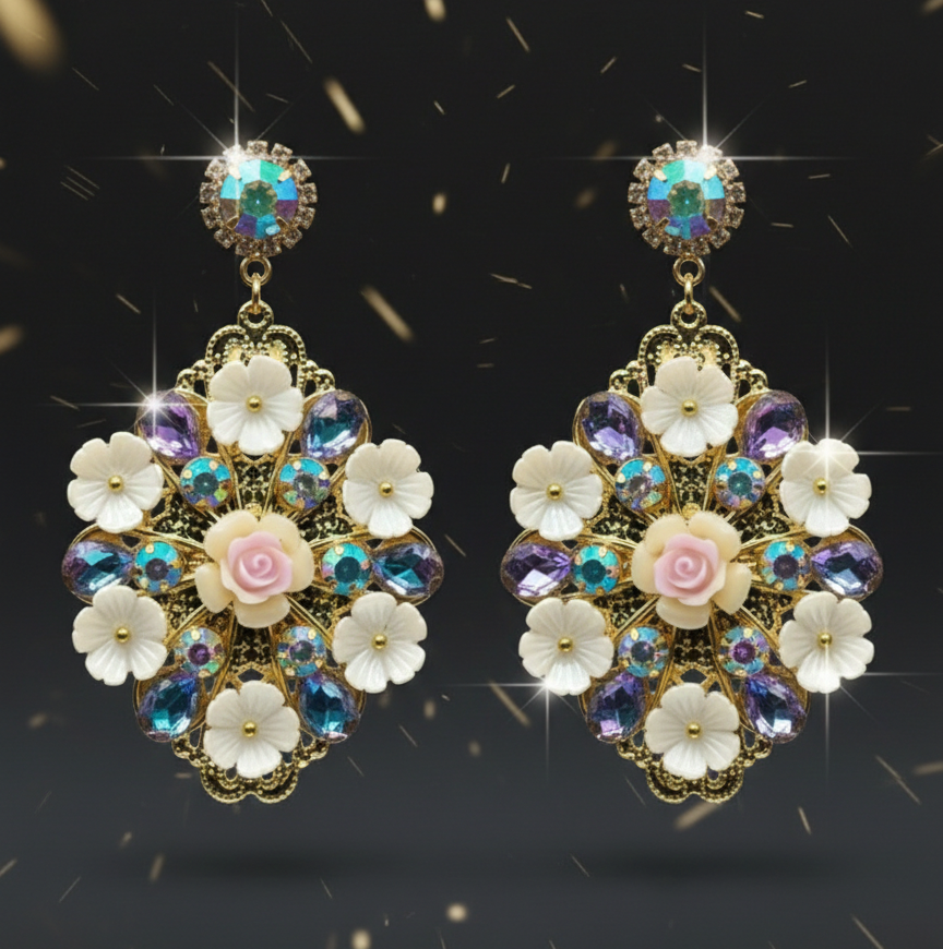 Celestial Blossom Couture Drop Earrings