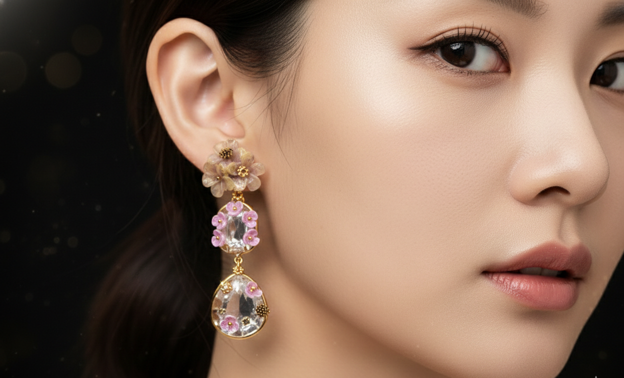 Ethereal Bloom Crystal Cascade Earrings