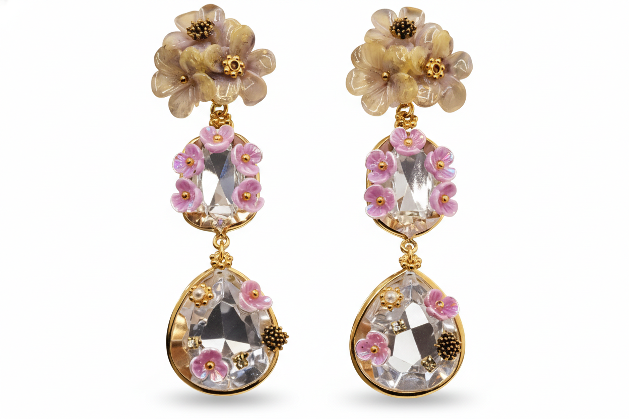 Ethereal Bloom Crystal Cascade Earrings
