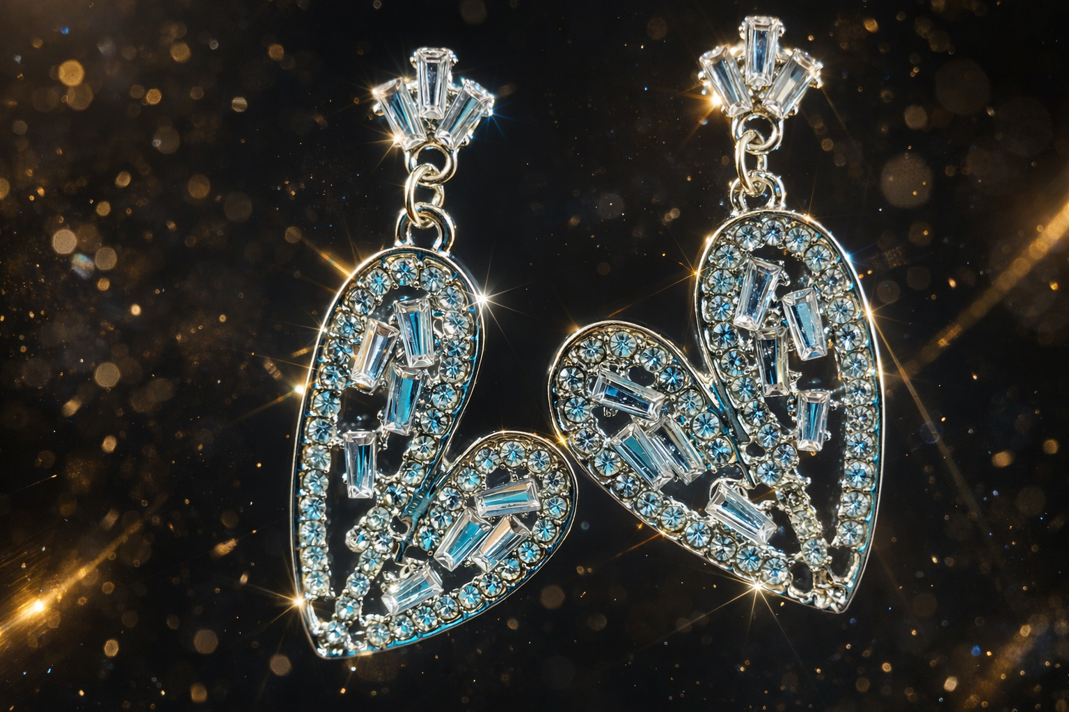 Crystal Heart Drop Earrings – Luxury Sparkle Statement Jewelry