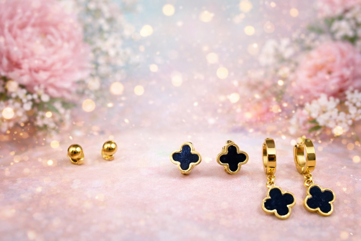 Signature Gold Clover Trio Earrings