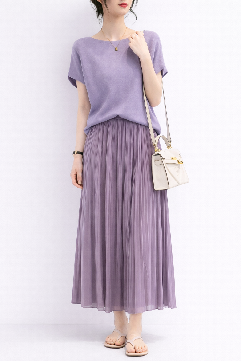 Women’s Lavender Soft Knit Top – Elegant Loose Fit Casual
