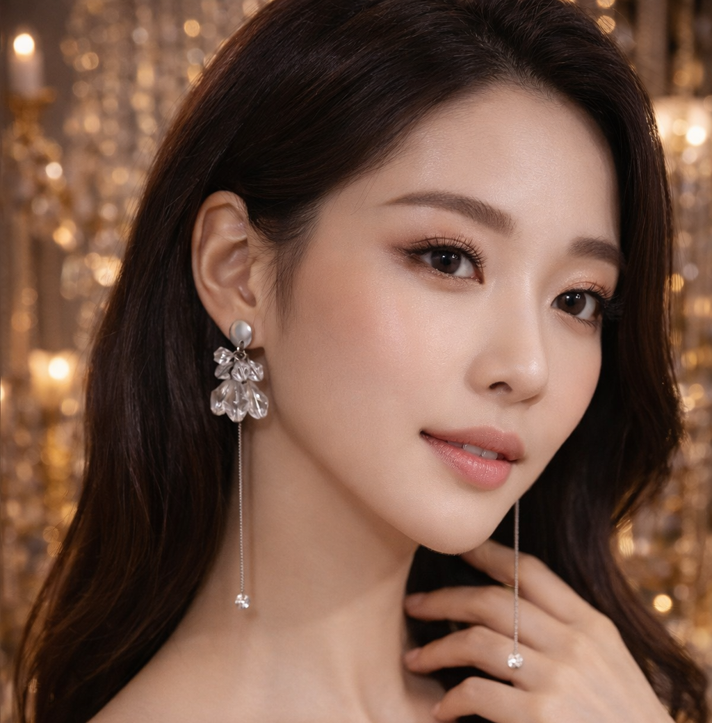 Luxury Blue Stone Long Chain Earrings