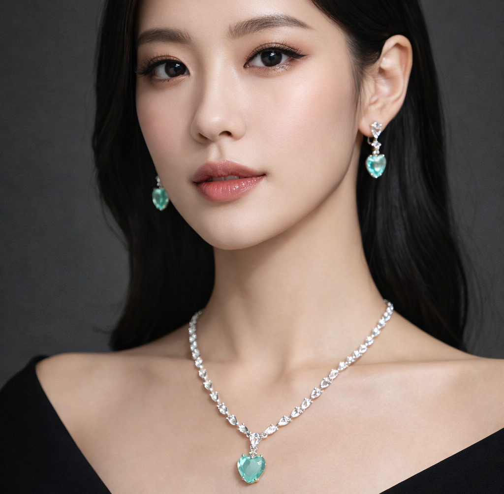 Emerald Heart Radiance Necklace & Earring Set