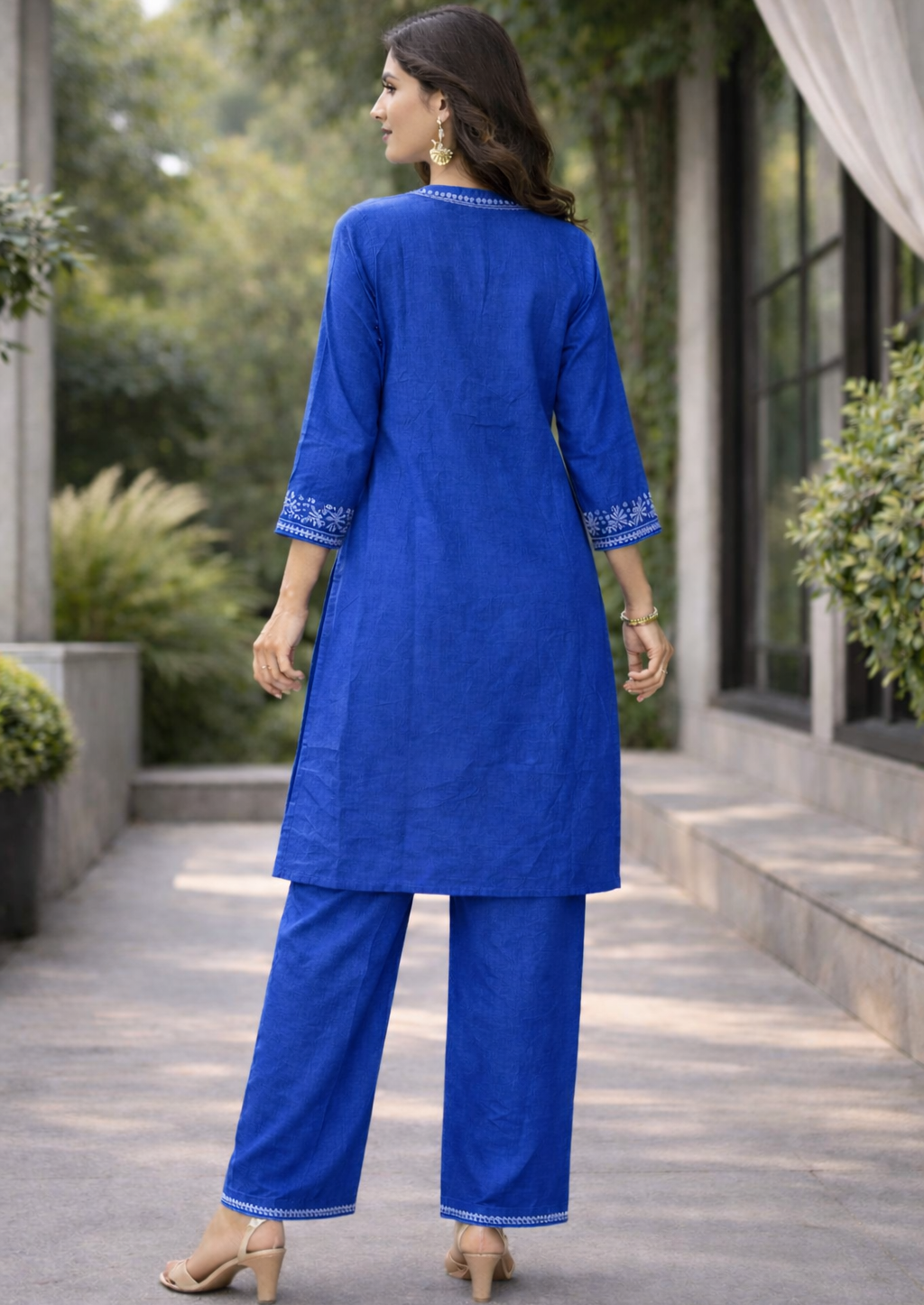Indigo Elegance Hand-Embroidered Kurta Set