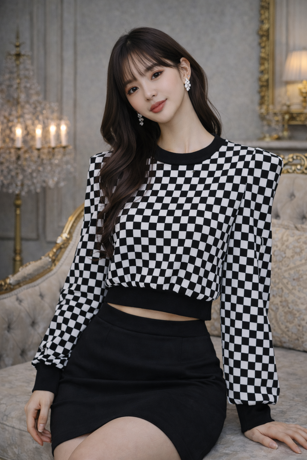 Jiyeon Checkered Pull Over
