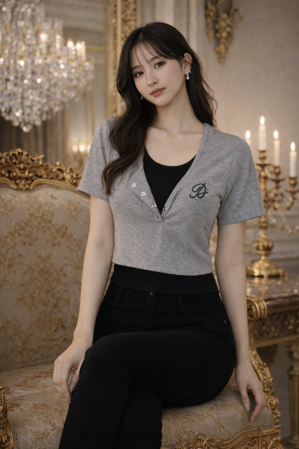 Grey Double Layer T-Shirt