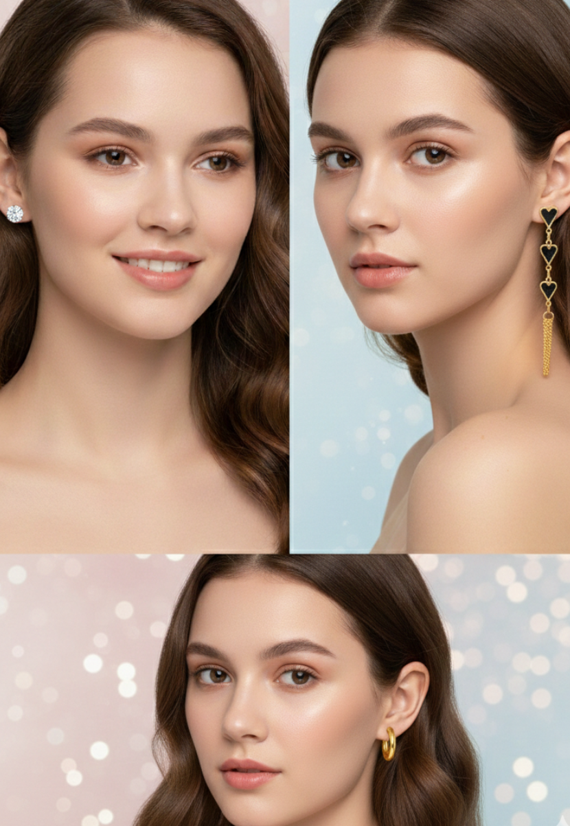 Midnight Heart Gold 3-Pair Earring Collection