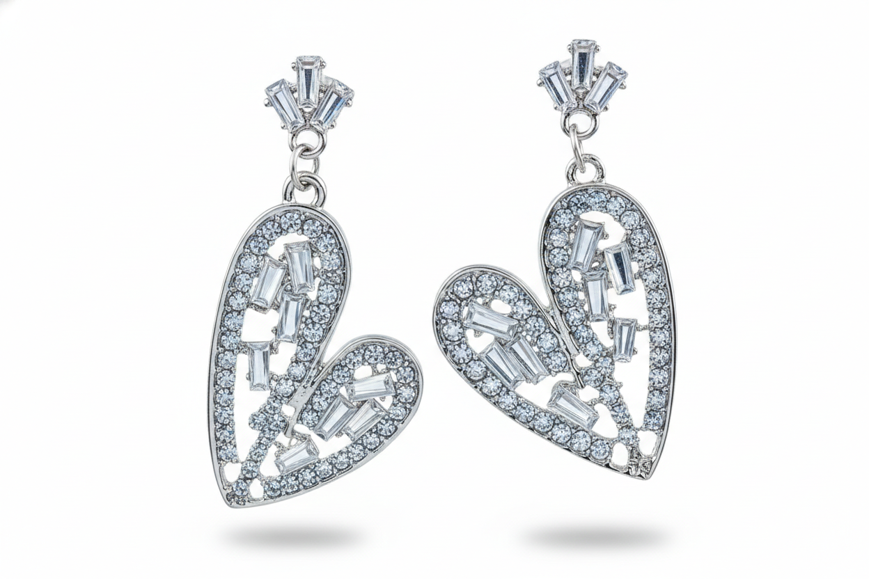 Crystal Heart Drop Earrings – Luxury Sparkle Statement Jewelry