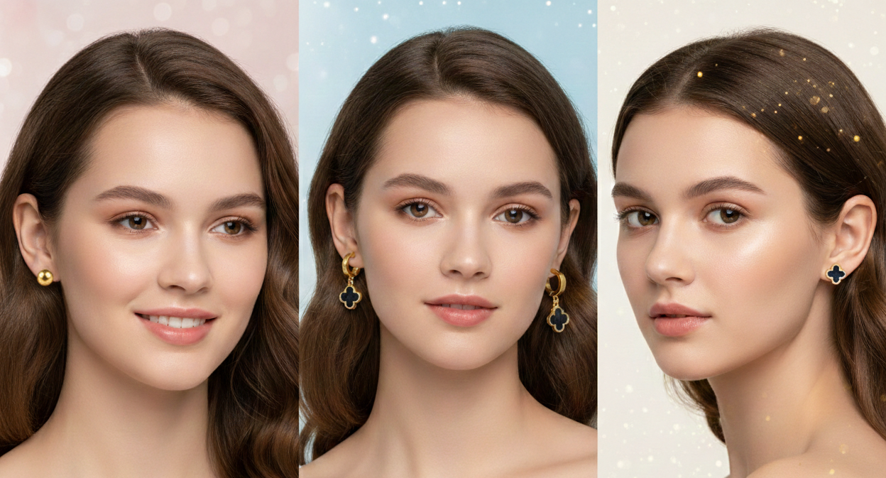 Signature Gold Clover Trio Earrings