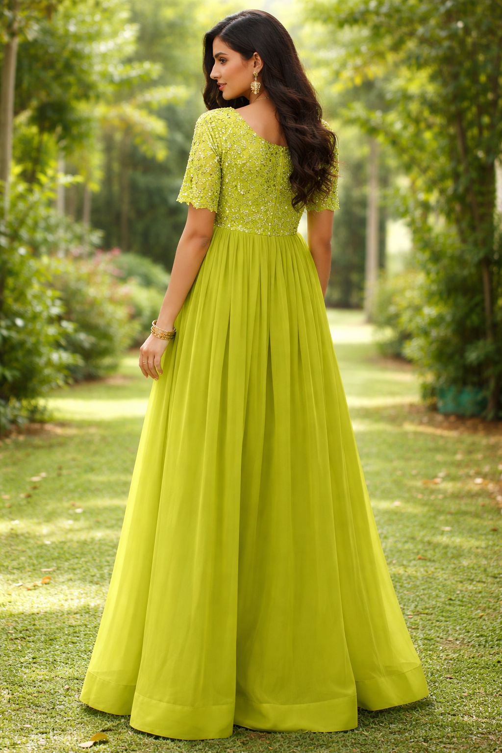 Chartreuse Royale Embroidered Gown