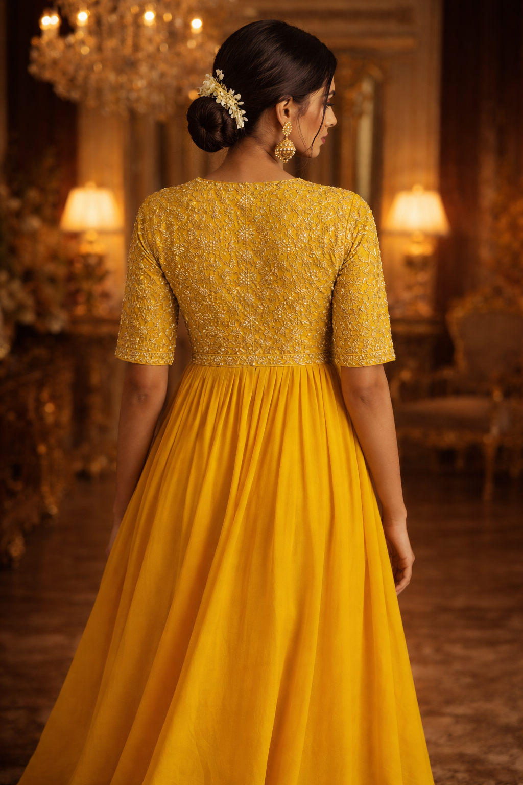 Golden Bloom Designer Anarkali