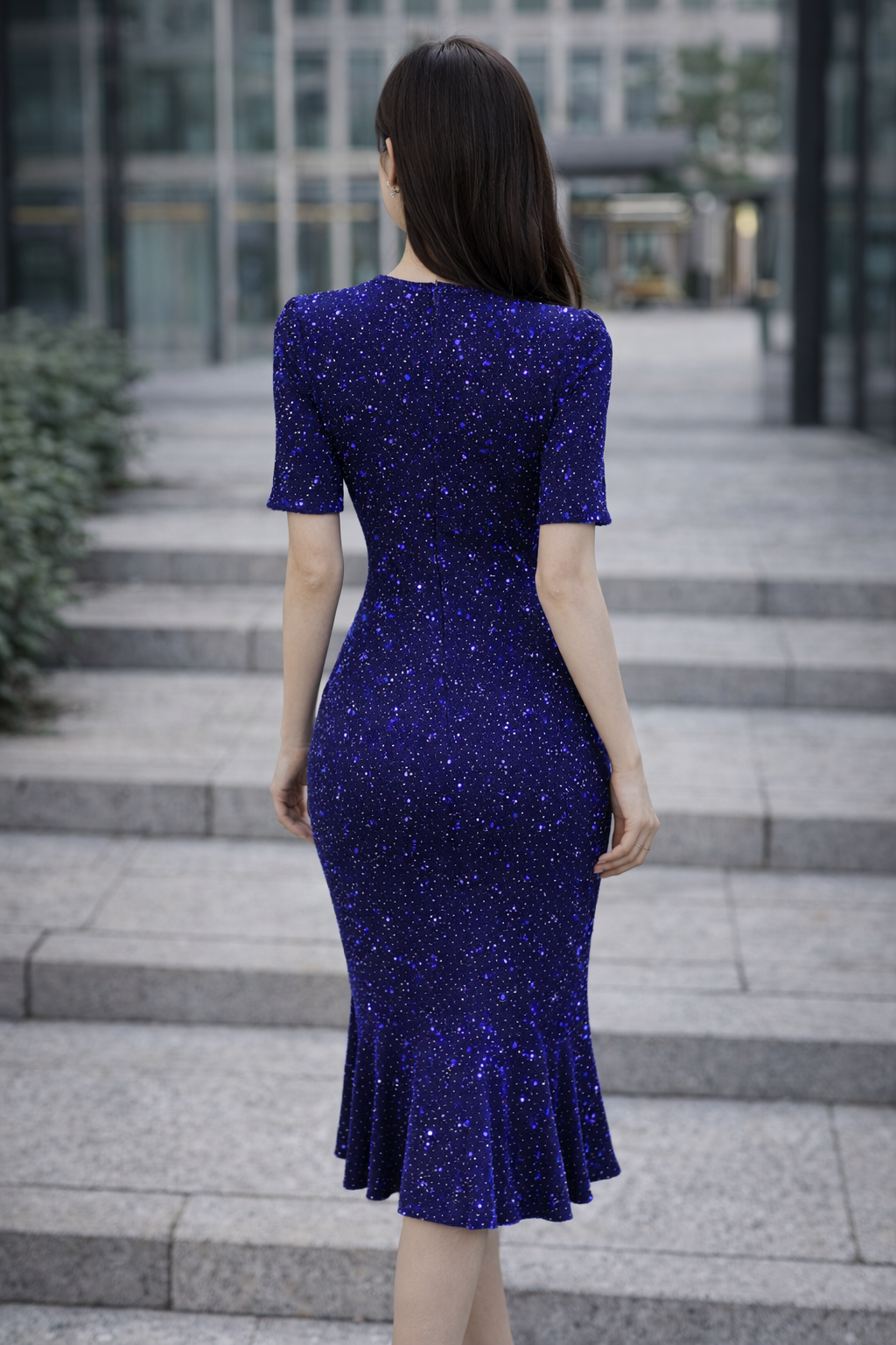 Midnight Sapphire Shimmer Bodycon Dress