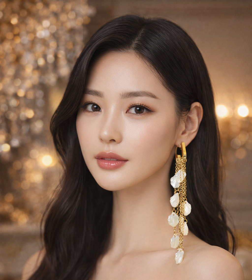 Luxury Gold Floral Chain Dangle Earrings