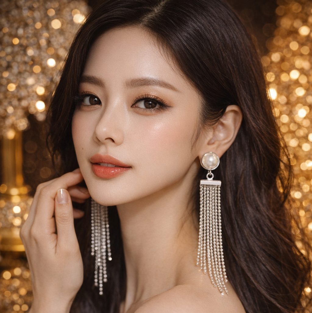 Silver Pearl Tassel Drop Earrings – Elegant Fringe Statement Jewelry