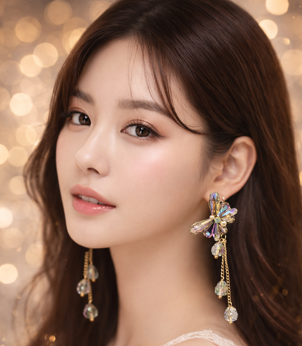 Multi-Color Crystal Floral Gold-Toned Drop Earrings for Women | LoveSERI
