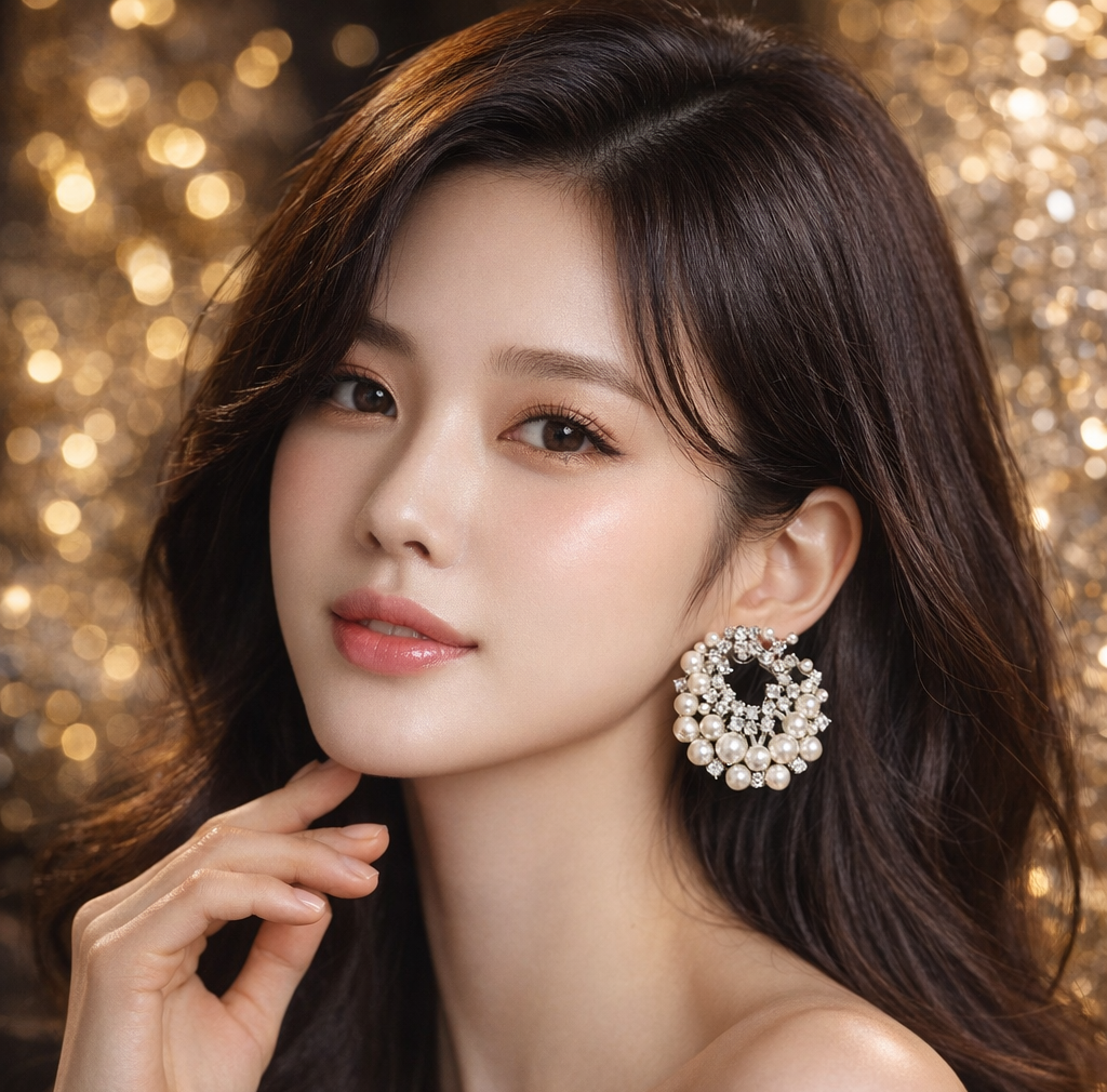 Pearl & Crystal Gold-Toned Statement Earrings for Women | LoveSERI