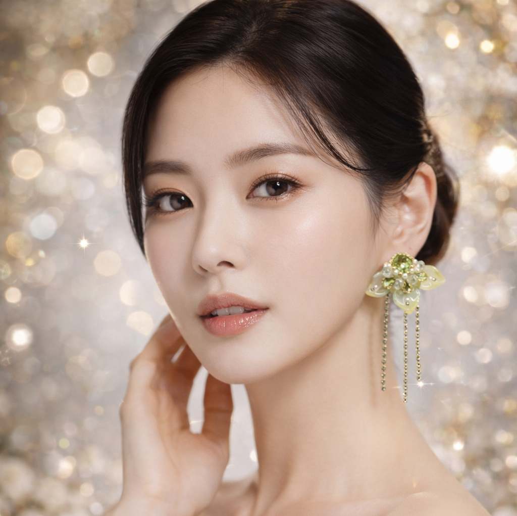 Green Floral Gold-Toned Crystal Drop Earrings for Women | LoveSERI