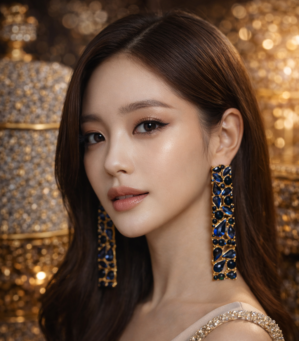 Midnight Sapphire Luxe Bar Earrings