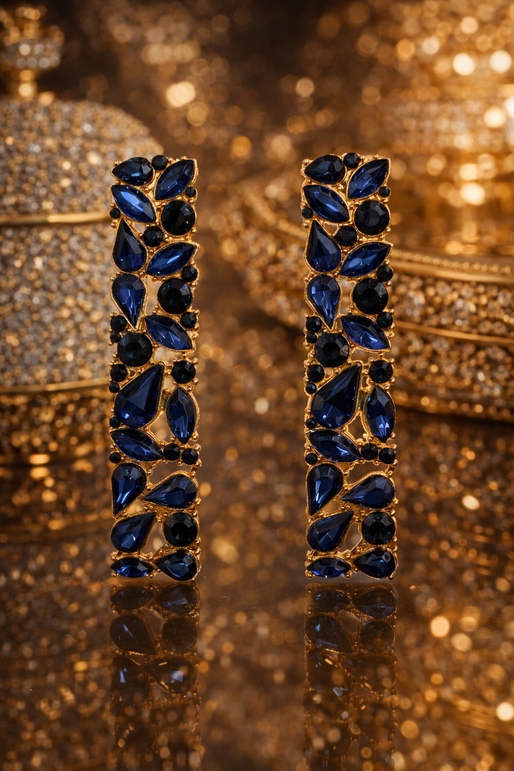 Midnight Sapphire Luxe Bar Earrings