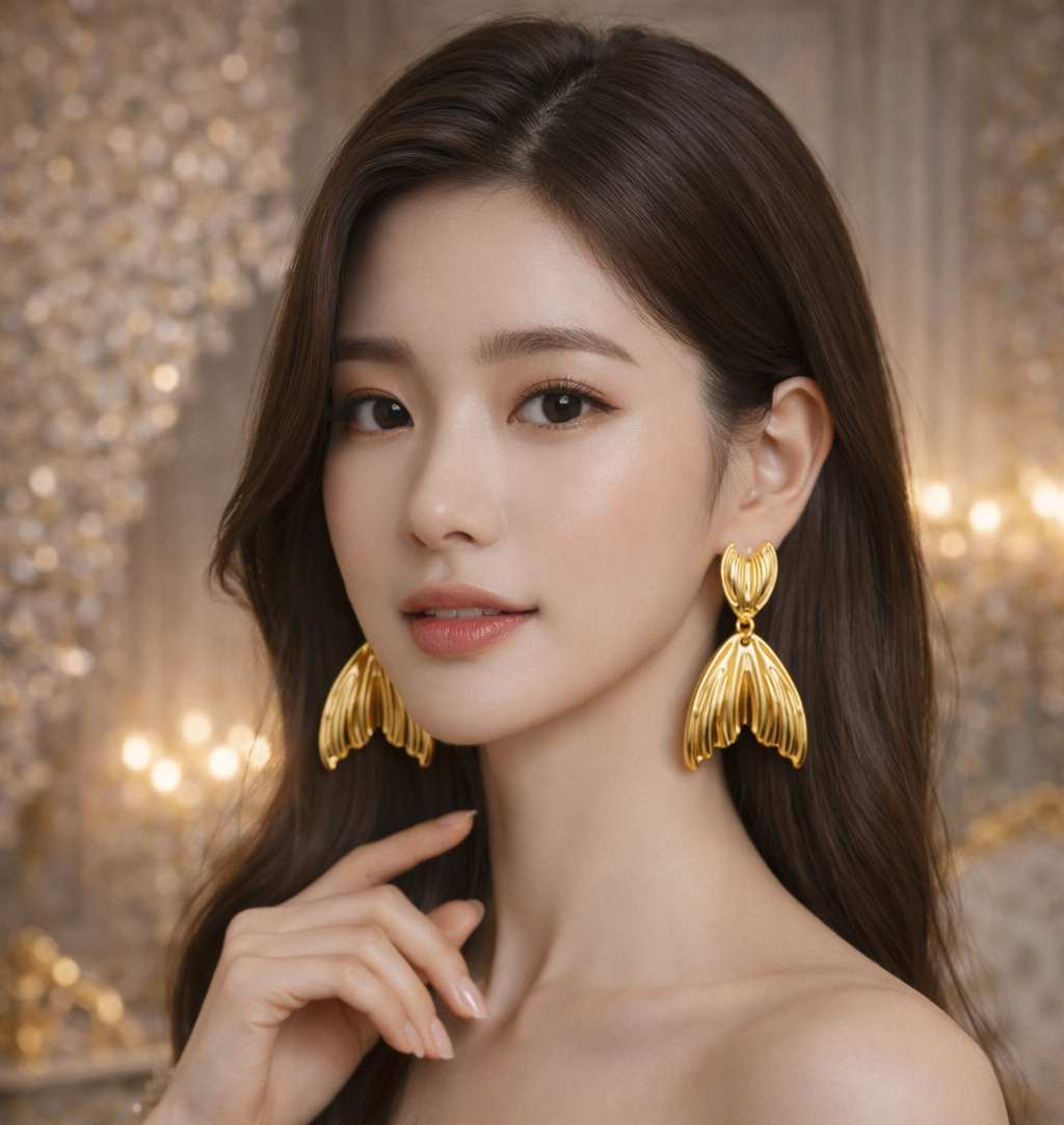 Golden Sculpted Drop Earrings